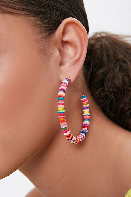 Beaded Earrings Multicolor Beaded Hoop Earrings Hoop Earrings